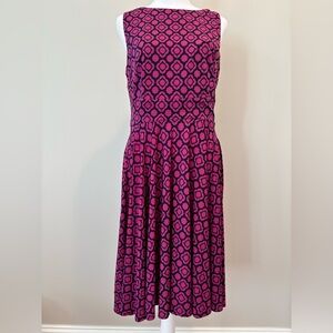 DM Collection Sleeveless Dress Fuscia/Navy Womens 8 Lined Bodice